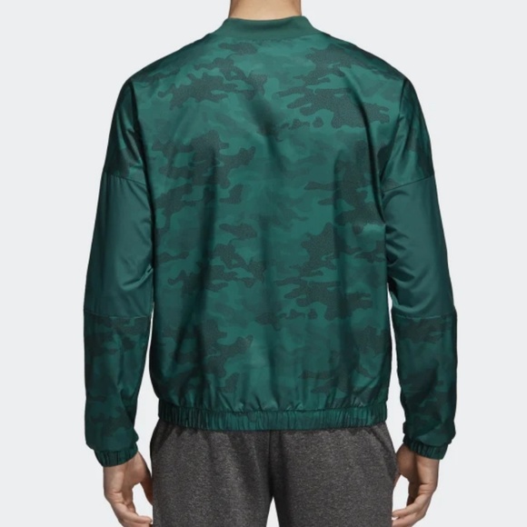 Adidas Woven Bomber Jacket Green Camo Training XL - Picture 2 of 8